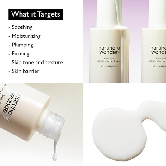 haruharu Wonder Black Rice Probiotics Barrier Essence 4.05 fl. oz Hydrating Milky Toner for Dry Skin, Soothes, Locks in Moisture, and Reduces Redness by Strengthening The Skin Barrier, Vegan