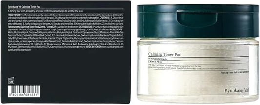 Pyunkang Yul PKY Calming Toner Pad with Tea Tree, 5 Hyaluronic Acids, Removes Dead Skin Cells, Moisturizes, Korean Face Skin Care, Acne Prone & Sensitive Skin, Double-Sided Pad 7.7 fl.oz 70ea