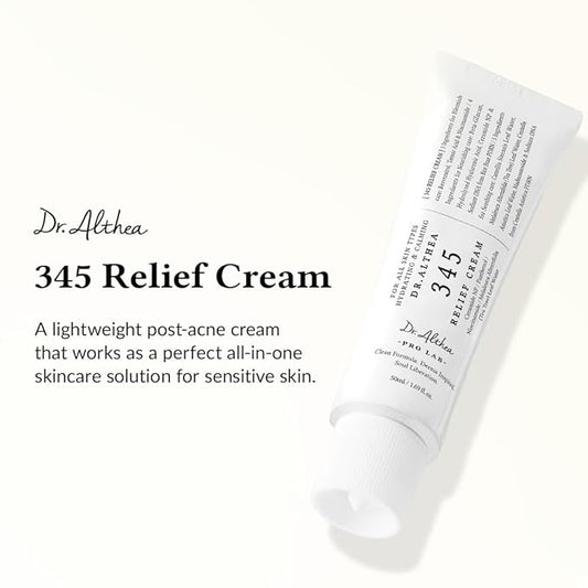 Dr.Althea 345 Relief Cream | Moisturizer for Soothing Recovery and Blemish Care with Tea Tree Leaf Water & Niacinamide | Korean Vegan Skin Care for All Skin Types, 1.69 Fl Oz (Ver.2 - Pack of 1)