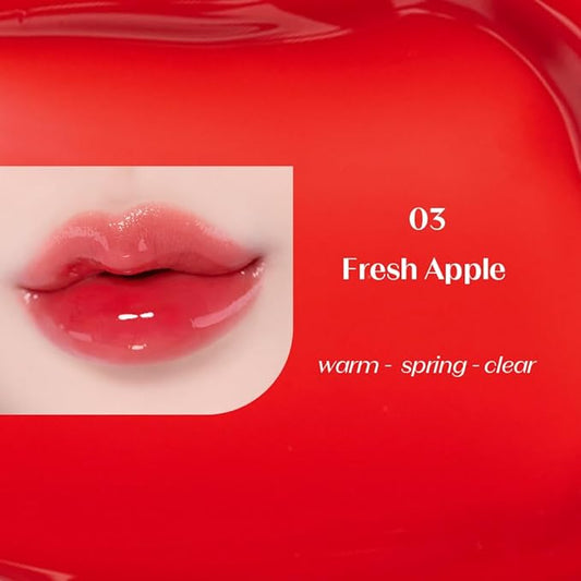 ETUDE Over Glowy Tint #3 Fresh Apple | Non-Sticky Vegan Lip Tint | Moisturized & Long-lasting Lip Gloss | Daily Lip Stain for Dry Lips, Korean Makeup, K-beauty