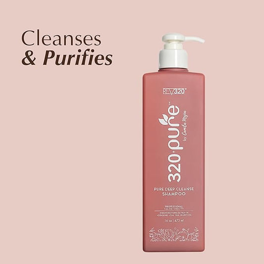 Pure Deep Cleanse Clarifying Shampoo for Build Up 16oz, Oily Hair Cleaner for Soft & Hard Water, Made with Natural Ingredients, Detox Shampoo That Thickens & Nourishes Straight & Curly Hair 320Pure