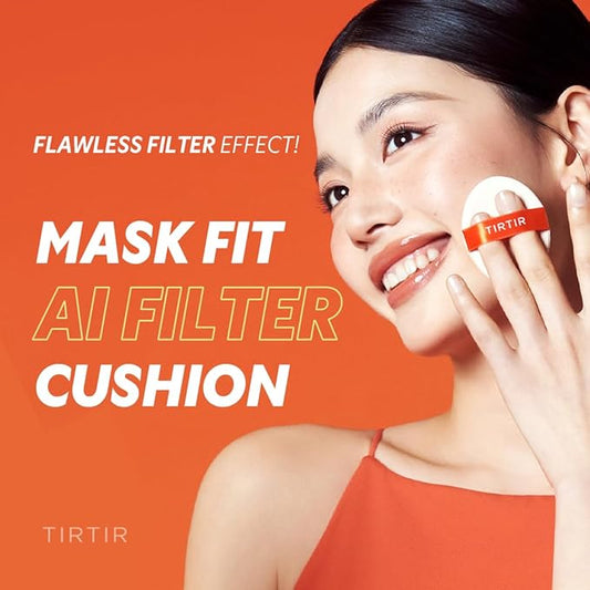 TIRTIR Mask Fit Ai Filter Cushion Foundation | AI-Like Semi-Matte Finish - Up to 72-Hour Medium to Full Coverage Korean BB Cushion Make up Beauty, #13N Fair Ivory, 0.63 Fl Oz