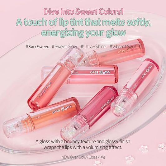ETUDE Over Glowy Lip Gloss #6 Taro Berry | Non-Sticky Vegan Lip Tint | Moisturized & Long-lasting Lip Gloss | Daily Stain for Dry Lips, Korean Makeup, K-beauty, Perfect for Gift