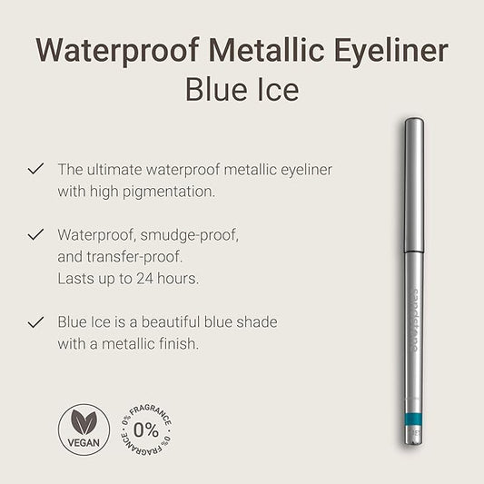 Sandstone Scandinavia Hypoallergenic Waterproof Eyeliner - Fragrance Free Metallic Eye liner - Vegan and Cruelty Free Eye Pencil - Eyeliner Pencil for Sensitive Eyes (Blue Ice)