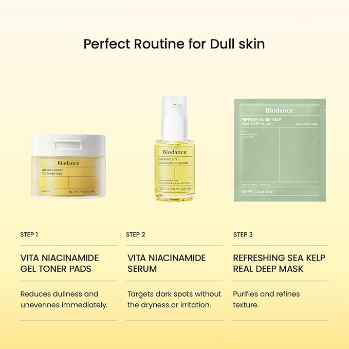 BIODANCE Radiant Vita Niacinamide Serum, for Even Tone Dark Spot Care with Vitamin C, Hydrating for Sensitive Skin, Filter Glow Serum, Korean Skincare, Stocking Stuffers | 1.01 floz x 1 ea