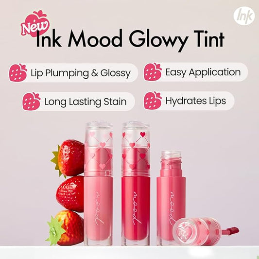 Peripera Ink Mood Glowy Tint | Lip-Plumping, Naturally Moisturizing, Lightweight, Glow-Boosting, Long-Lasting, Comfortable, Non-Sticky, No White Film (032 GOGO BERRY)