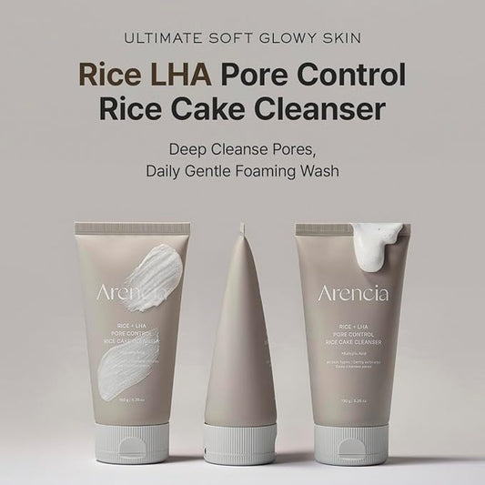 ARENCIA Rice + LHA Pore Control Rice Cake Cleanser with Salicylic Acid - Deep Cleansing, Gentel Exfoliation, All skin types, 5.29 oz