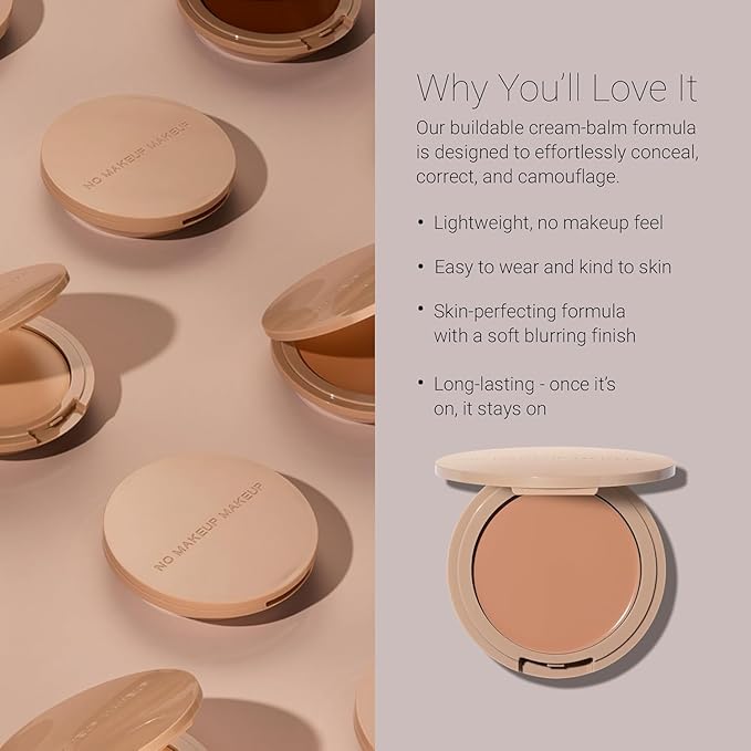 No Makeup Makeup Long-Lasting Lightweight Foundation & Brush Duo | Cruelty-Free, Fragrance-Free, Buildable, Transfer-Proof Makeup (Porcelain)