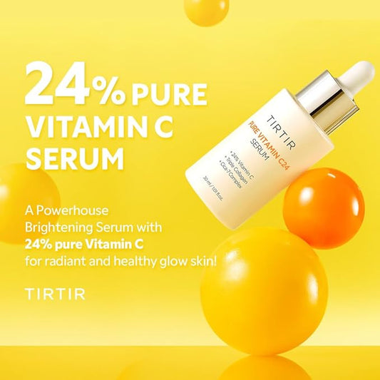 TIRTIR Pure Vitamin C 24% Face Serum – Dark Spot Remover for Sensitive Skin with Collagen Anti Aging Even out Skin Tone Non irritation tested, Wrkinkles, Korean Mild Vita C Facial Serum 1.01 Fl Oz