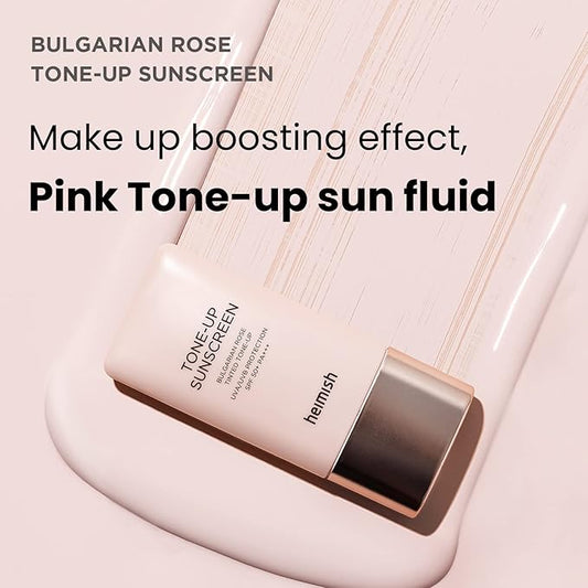HEIMISH Bulgarian Rose Tinted Tone-up Sunscreen - SPF 50+ PA+++, Multipurpose Tone Up Sunscreen, Primer, Makeup Base for face, Lightweight, Non-greasy, Hydrating, Natural Pink Finish, 1.0fl.oz/30ml