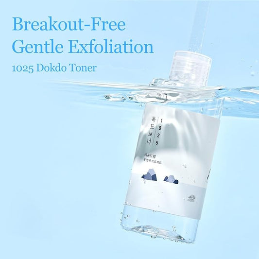 ROUND LAB 1025 Dokdo Toner 6.76 Fl Oz, Oil Control and Reduces Excess Sebum, Gentle Exfoliating Facial Toner, Deep Sea Water for Moisturization, Soft Finish Without Stickiness, Korean Skin Care