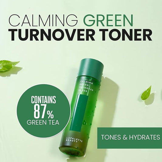 LAPALETTE Calming Green Turnover Toner | Green Tea | Hydrating & Moisturizing | Gentle Peeling with Natural Aha, Bha & PHA Ingredients | Korean Skincare 6.75fl.oz