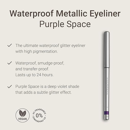 Sandstone Scandinavia Hypoallergenic Waterproof Eyeliner - Fragrance Free Metallic Eye liner - Vegan and Cruelty Free Eye Pencil - Eyeliner Pencil for Sensitive Eyes (Purple Space)