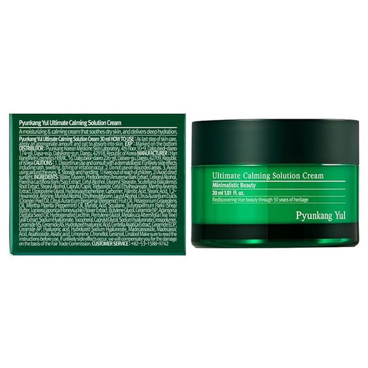 Pyunkang Yul PKY Ultimate Calming Solution Cream for Sensitive Skin with Patented Ingredients, Moisturizer Intensely Calms & Soothes Redness with Cica & Tea Tree, Korean Skincare (1.01 Fl. Oz, 30ml)