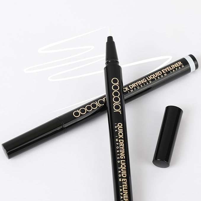 docolor Waterproof Eyeliner Pen Longwearing with Ultra-Fine Tip Liquid Eye Liner (White)