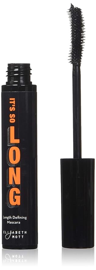 Elizabeth Mott Black Lengthening Mascara – Smudge-Proof, Water-Resistant, No Clump or Flake, Volumizing, Curling & Lash-Extending Fiber Formula with C-Curve Silicone Brush for Full, Long Lashes – 8ml