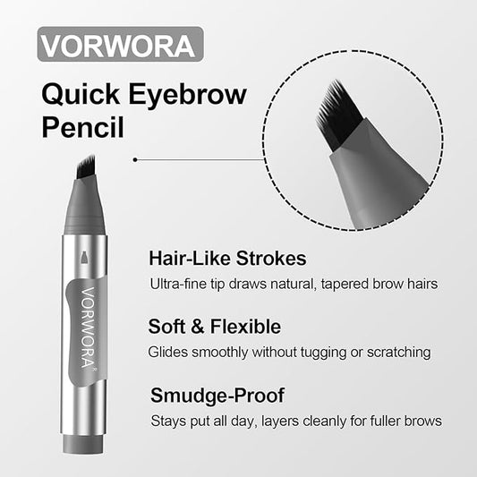 Eyebrow Pencil Black, Microblading Eyebrow Pencil Waterproof, Multi-Tip Angled Brow Brush, Eyebrow Pencils for Women, Long Lasting Eyebrow Dye with Hair-Like Strokes Brows, Soft Black