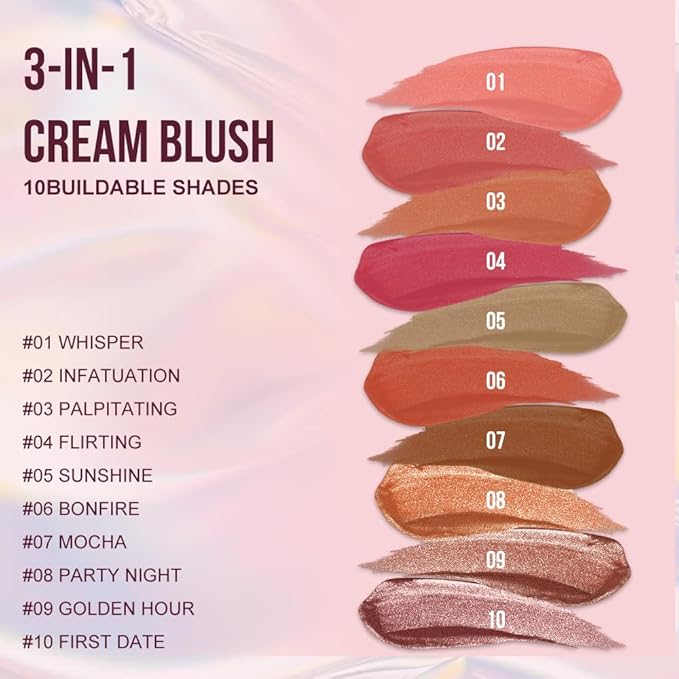 Multi-Use Waterproof Makeup Cream Blush Stick with Brush, Unidollss 3-in-1 Buildable Blush Stick for Cheeks, Eyes, and Lips, All day wear, Easy Application (06 BONFIRE)