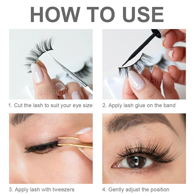 Kiromiro Natural Lashes 10mm Wispy False Eyelashes Natural Look Faux Mink Wispies Eyelashes Soft Strip Lashes Pack (No Glue Included)