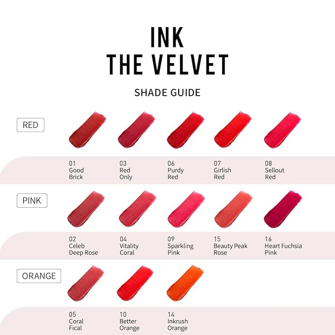 Peripera Ink the Velvet Lip Tint - High Pigment Color, Longwear, Weightless, Not Animal Tested, Gluten-Free, Paraben-Free (016 HEART FUCHSIA PINK)