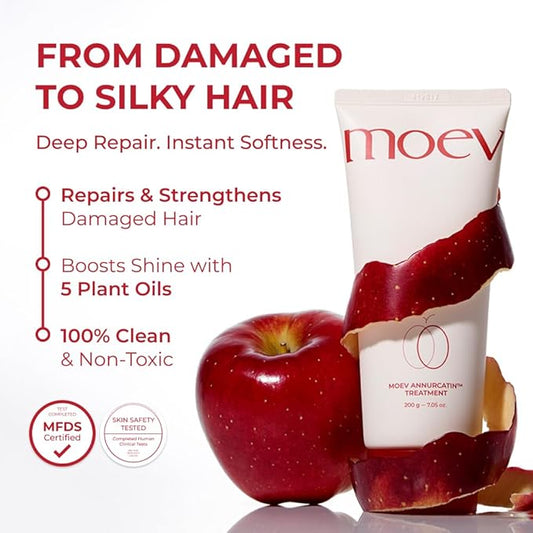 MOEV ANNURCATIN Hair Treatment Mask | Korean Apple Hair Care for deep damage repair | Sulfate-Free | Thickening & Moisturizing conditioner for damaged, thin, dry hair 6.76 fl.oz. (Apple & Freesia)