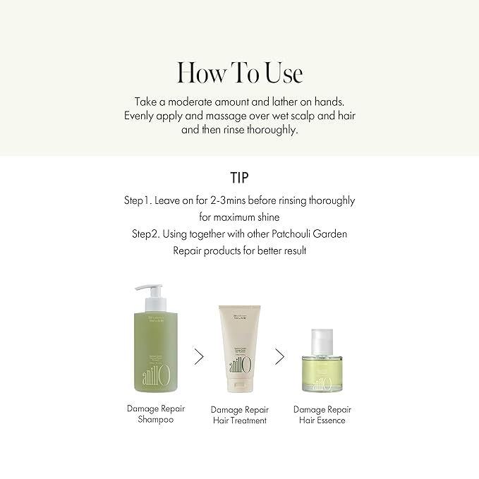 ANILLO Patchouli Garden Damage Repair Shampoo - Korean Hair Care Nourishing Shampoo for Men & Women w/Patchouli Leaf Water, Protein Complex & Green Herb Complex - Vegan Scalp Cleanser (10.14 fl.oz)