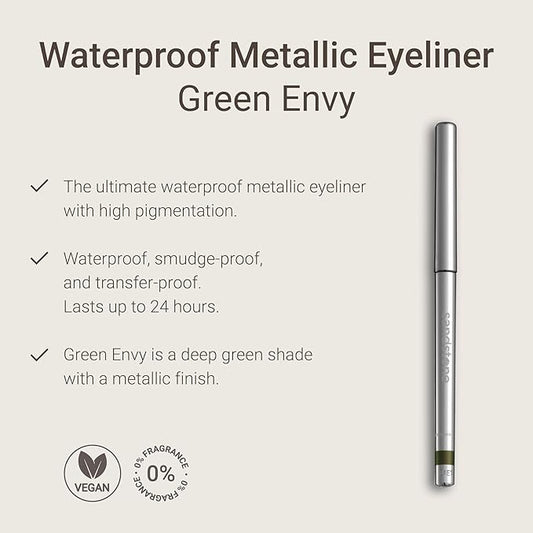 Sandstone Scandinavia Hypoallergenic Waterproof Eyeliner - Fragrance Free Metallic Eye liner - Vegan and Cruelty Free Eye Pencil - Eyeliner Pencil for Sensitive Eyes (Green Envy)