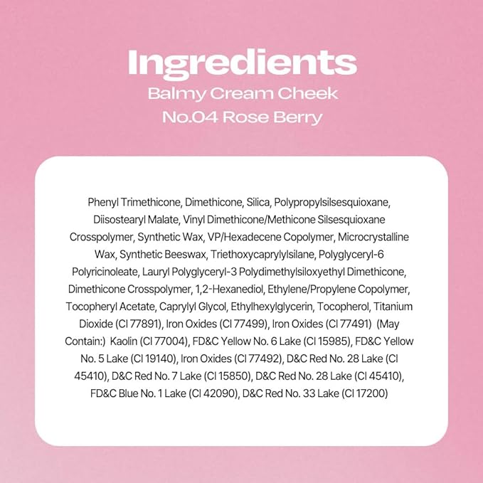 Balmy Cream Cheek | Lightweight, Natural Finish Cream Blush with Blurring Effect | 2.5g (No.4 Rose Berry)