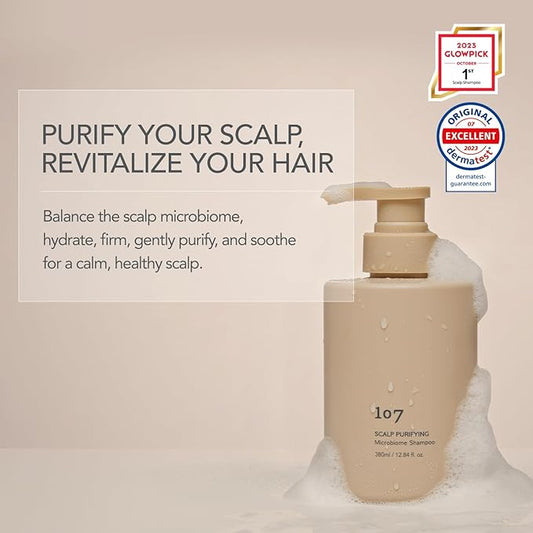 107 Clarifying Shampoo - Purifying Shampoo for Build Up, Dirt, Oil, Itchy, Dry Scalp – Fermented Vinegar & Ginseng for Refreshed & Revitalized Scalp - Paraben, Phthalate and Sulfate Free (12.84oz)