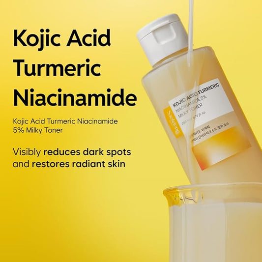 5% Niacinamide Milky Toner with Kojic Acid & Turmeric – Dark Spot Care, Skin Tone Improvement, Gentle Hydration for Face & Body, 200ml (6.76 fl oz)