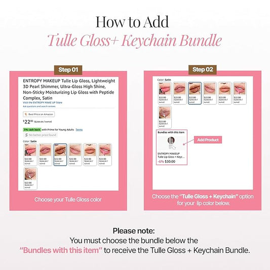 ENTROPY MAKEUP Tulle Lip Gloss, Lightweight 3D Pearl Shimmer, Ultra-Gloss High Shine, Non-Sticky Moisturizing Lip Gloss with Peptide Complex, Satin