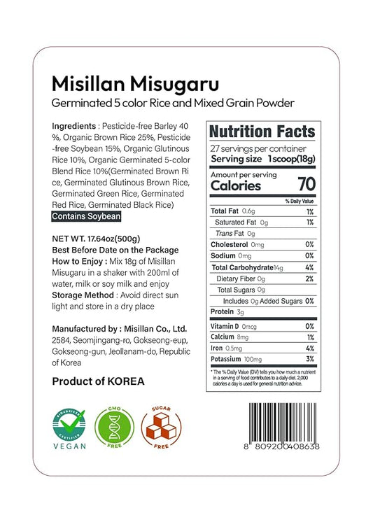 Korean Food Korean Misugaru Multi-Grain Drink Mix, Nutritional Mixed Grain Powder, 17.6 oz(500g), 미숫가루