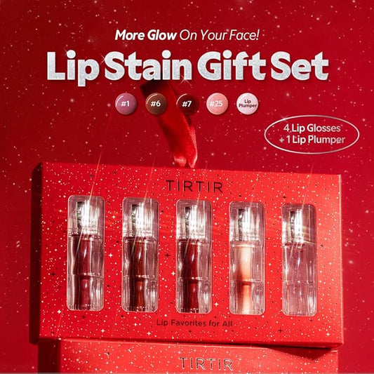 TIRTIR Holiday Lip Stain Gift Set | 12H Lasting Korean Lip Gloss Stocking Stuffers for Women, set of 5