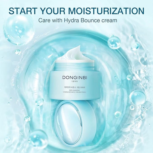 Donginbi Red Ginseng Hydra Bounce Cream Fresh - Firming Cream with Korean Red Ginseng and Hyaluronic Acid, Face Moisturizer for Dry Skin, Korean Skin Care Gifts for Women, 0.84 oz / 25 ml