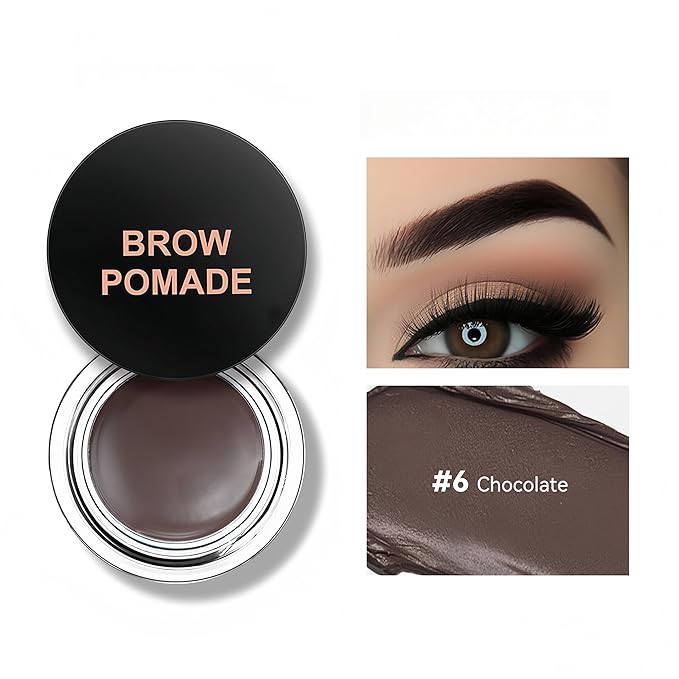 MAEPEOR Eyebrow Pomade 6 Colors Matte Smooth Full-pigmented Brow Pomade Long Lasting Waterproof Natural Brow Gel for All Skin Types and Tones (Matte, 06 Chocolate)