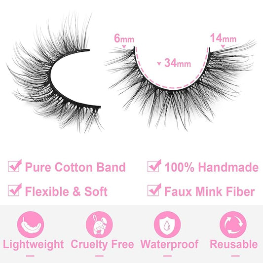 Wispy Lashes 14mm Cat Eye False Eyelashes Natural Look Faux Mink Lashes Short Natural Lashes Pack by Kiromiro