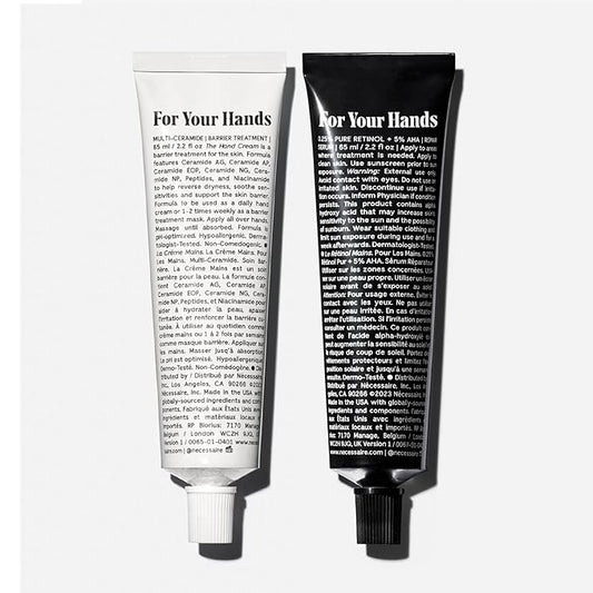 Nécessaire The Hand Duo – The Hand Cream + The Hand Retinol Treatment Holiday Gift Set for Dry Hands – Daily Moisture + Nighttime Repair with Ceramides, Peptides & Retinol – 2 x 2.5 oz