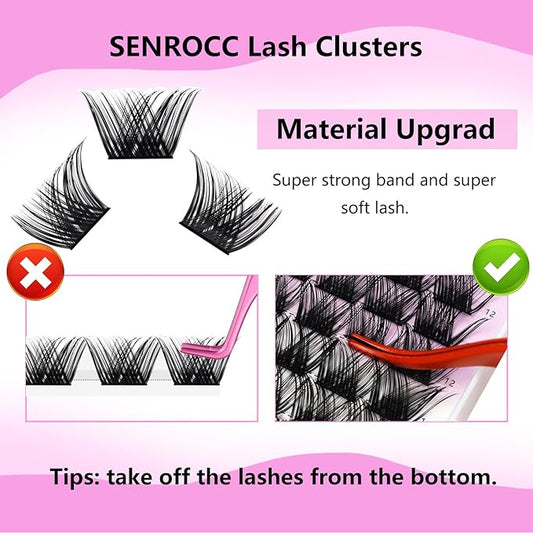 Lash Clusters Individual Lashes D Curl 8-16MIX 0.07 112pcs Cluster Lashes SENROCC Volume Wispy Lash Extension Soft Comfortable Easy DIY at Home (Z12-0.07D-8-16)