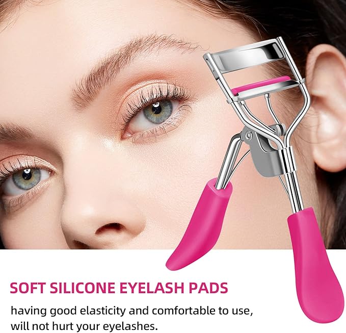 Rose Red Eyelash Curler Refills Pads-30 Pcs Silicone Replacement Refills Eye Lash Curler Pads for Universal Eyelash Curler with a Clear Storage Box