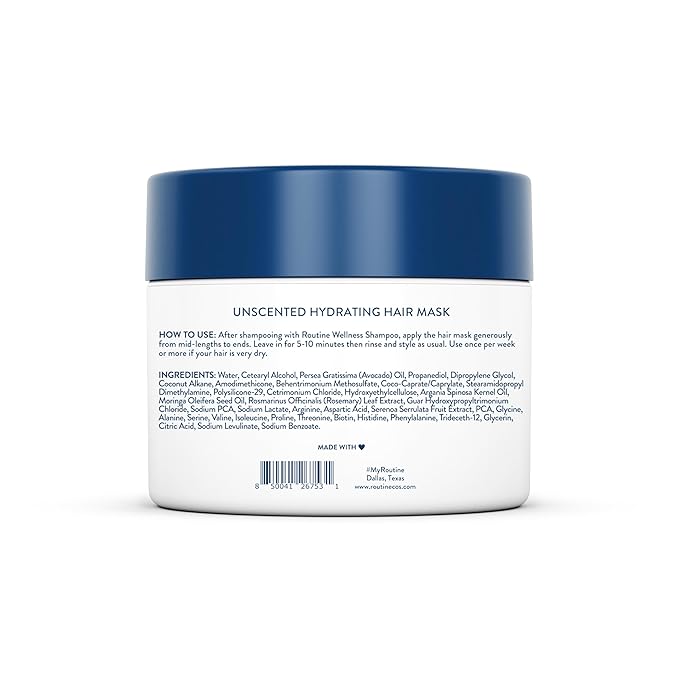 Routine Wellness Deep Conditioning Hair Mask - Bring Dry, Damaged Hair Back to Life – Hydrating Repair Treatment that Moisturizes, Strengthens & Adds Volume - Unscented 8oz