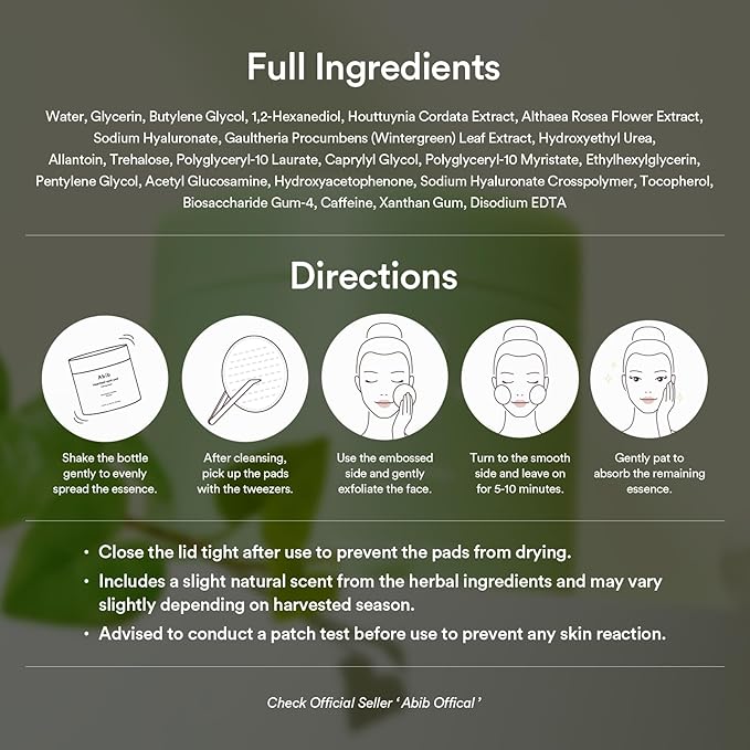 Abib Heartleaf Spot Pad Calming Touch 80pads 5.07 fl.oz. | Korean Acne Soothing Toner Pads for Face, Cleansing, Disposable, Exfoliant, Skin Care