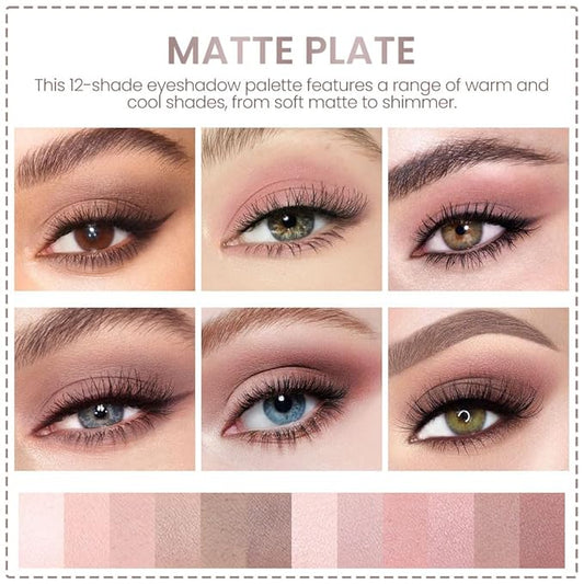 AMY'S DIARY 12Color Light Pink Purple Eyeshadow Palette, Long-Lasting, and Highly Pigmented. Elevate Your Eye Makeup– Unleash Your Unique Style (08#)