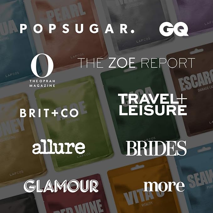 LAPCOS Collagen Sheet Mask, Firming Daily Face Mask with Collagen Peptides for Anti-Aging, Helps to Minimize Wrinkles, Restores Skin Elasticity & Firmness, Hydrating, Korean Beauty, 10-Pack