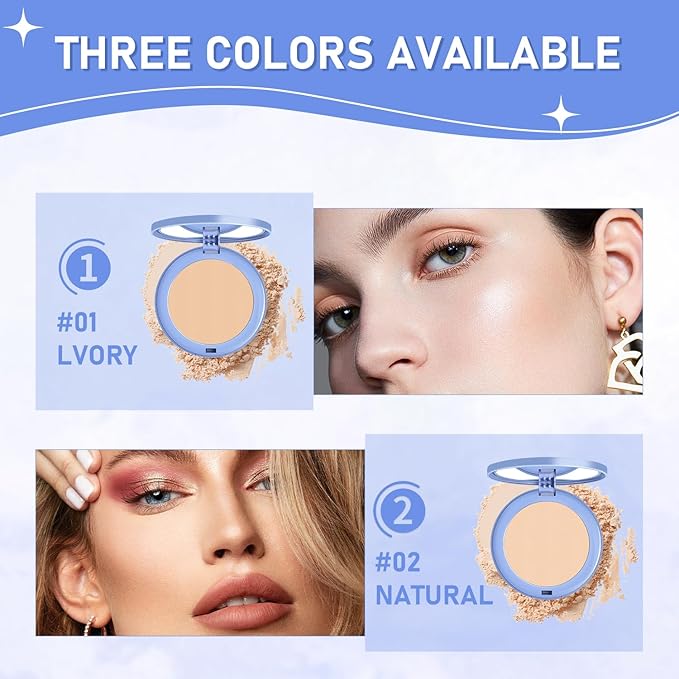 Maycheer Face Powder, Setting Powder, Pressed Powder Compact, Lightweight Finishing Powder, Calassic Ivry