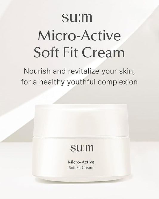 SU:M Micro-Active Soft Fit Cream (1.67 fl oz) - Deep Hydration for Elasticty, Sensitive Skin. Korean Skin Care. Peptides, Fermented Nutrients.