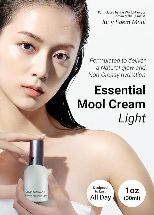 JUNG SAEM MOOL Essential Mool Cream Light 1 Fl Oz, Hydrating Water Cream with Ceramide and Centella, Perfect Prep Step Before Cushion Foundation for Smooth, Radiant Finish, Korean Skincare