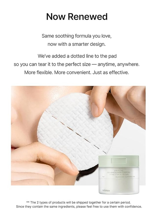 celimax Ji.Woo.Gae CICA BHA Blemish Toner Pad | BHA PHA LHA Complex, Centella Asiatica Extract, Hydrating, Moisturizing, Soothing, Reparing, (60 Pads)
