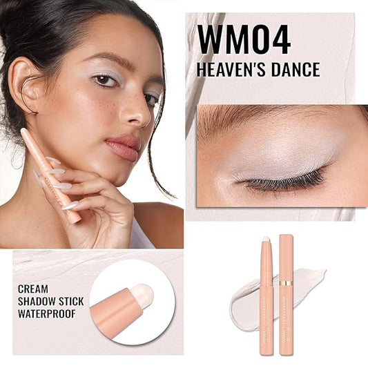 Oulac Milky White Eyeshadow Pencil – Twist-Up Waterproof Crayon, Subtle Shimmer Finish, Vegan & Cruelty-Free, 1.25g, WM04 Heaven's Dance