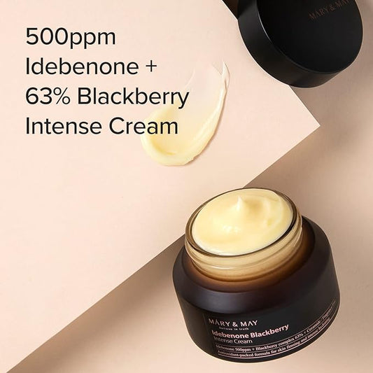 Mary&May Idebenone Blackberry Cream | Antioxidant Korean Moisturizer with 5 Ceramides & Hyaluronic Acid | Skin Barrier Repair & 48H Hydration | For All Skin Types (70g/2.46oz)