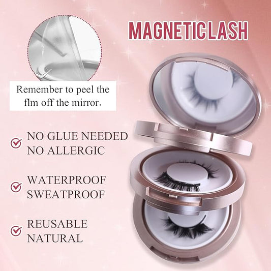 Elara Craft Magnetic Eyelashes, Eyelashes with Applicator, Natural Look, Reusable Glue-free False Eyelashes Series (Devil Series(EM10+EA06))